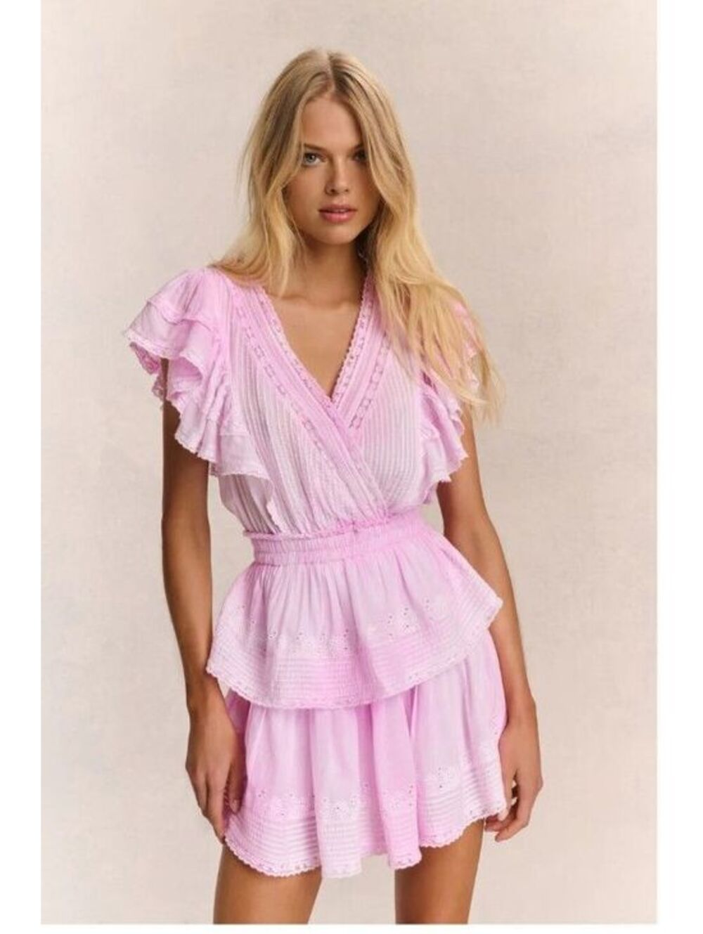 LoveShackFancy Gwen Heritage Mini Dress Peony Pink SZ S MSRP$425